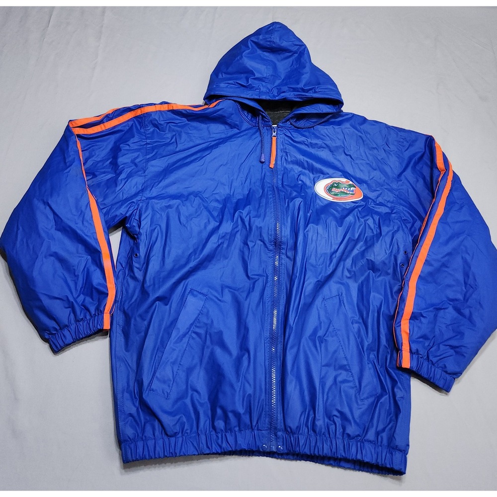 Florida Gators Windbreaker Jacket Mens Medium Blue Orange Full Zip Hooded Fleece